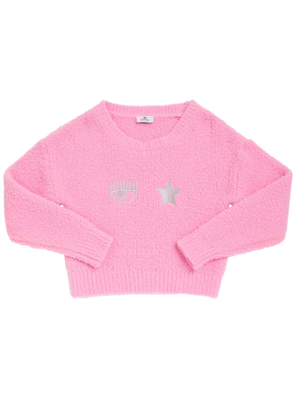 Chiara Ferragni Kids' Embroidered Logo Knit Sweater In Pink