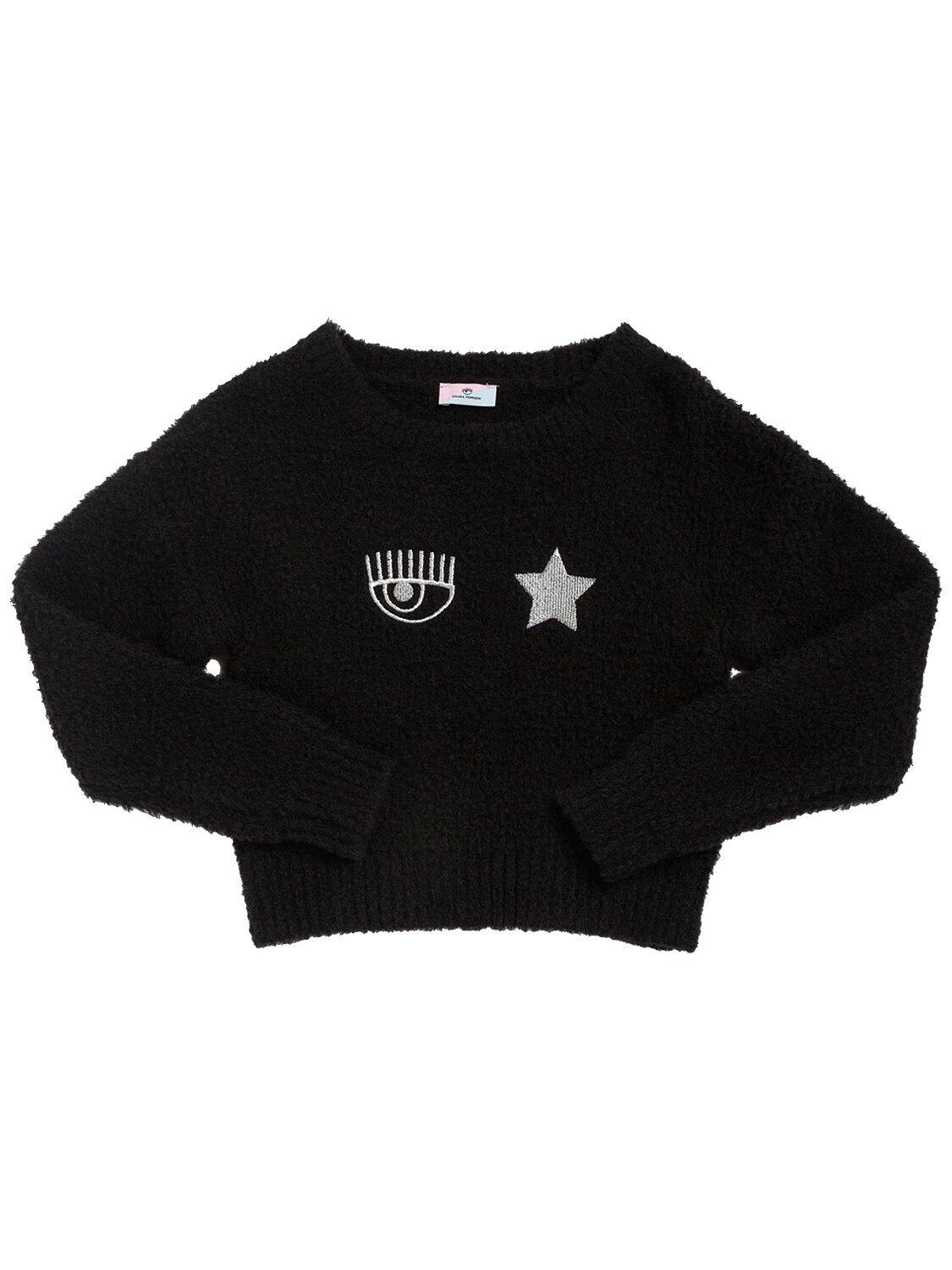 CHIARA FERRAGNI EMBROIDERED LOGO KNIT SWEATER