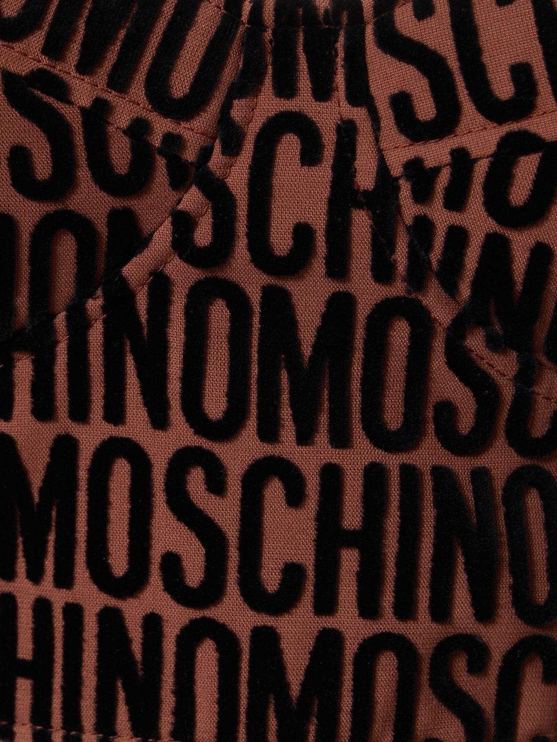 Shop Moschino Logo Velvet Corset Crop Top In Brown,black