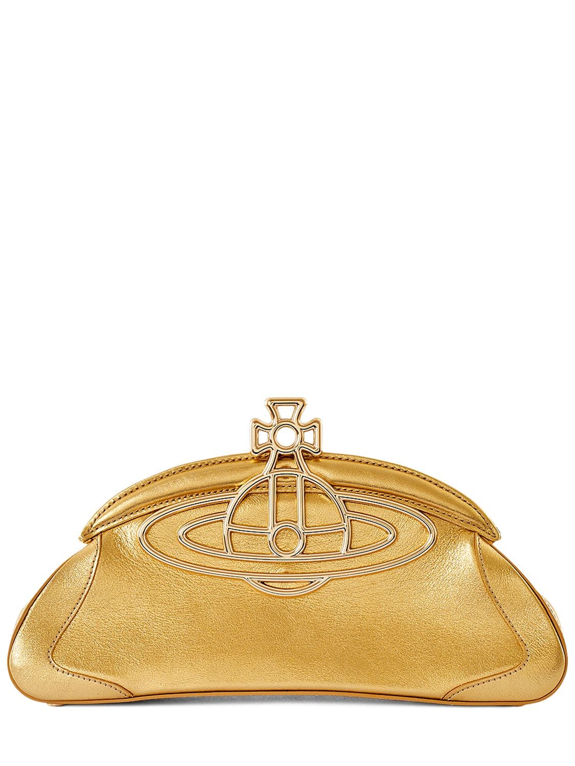 Vivienne Westwood Amber Leather Clutch In Gold