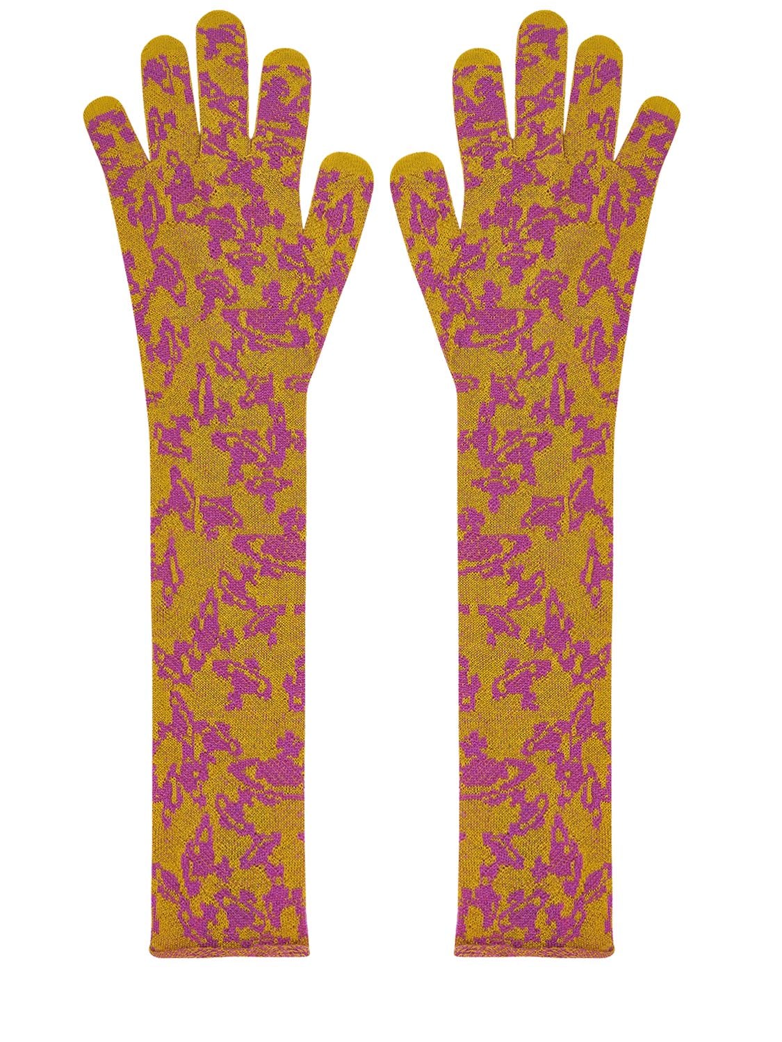 Vivienne Westwood Knitted Long Gloves In Acid Green