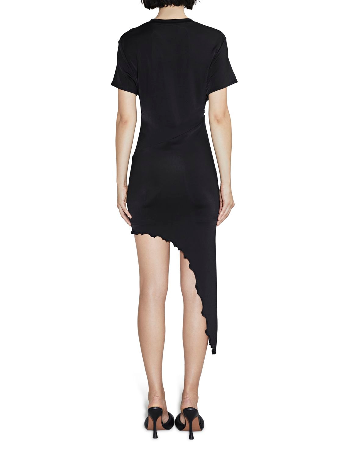 Shop Et Ochs Viscose Jersey Mini Dress W/drawstrings In Black