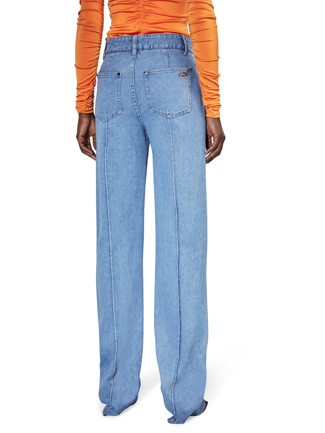 Shop Et Ochs Cotton Denim Mid Rise Straight Jeans In Light Blue