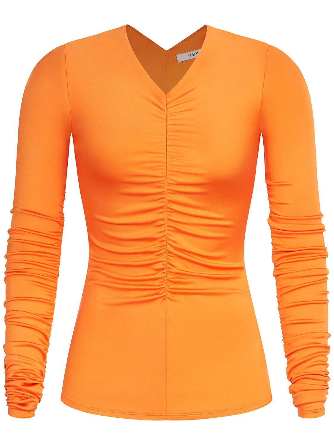 Et Ochs Leilani Ruched Top In Caution Oranage