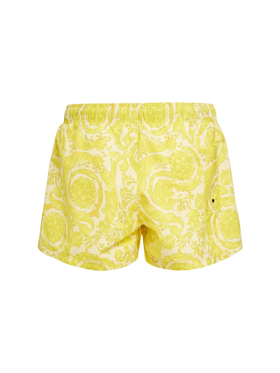 Shop Versace Barocco Print Nylon Swim Shorts In Mimosa