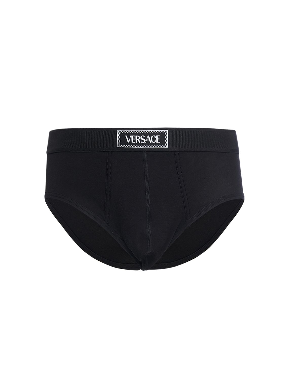 Versace Slip Aus Baumwolljersey Mit Logo In Schwarz