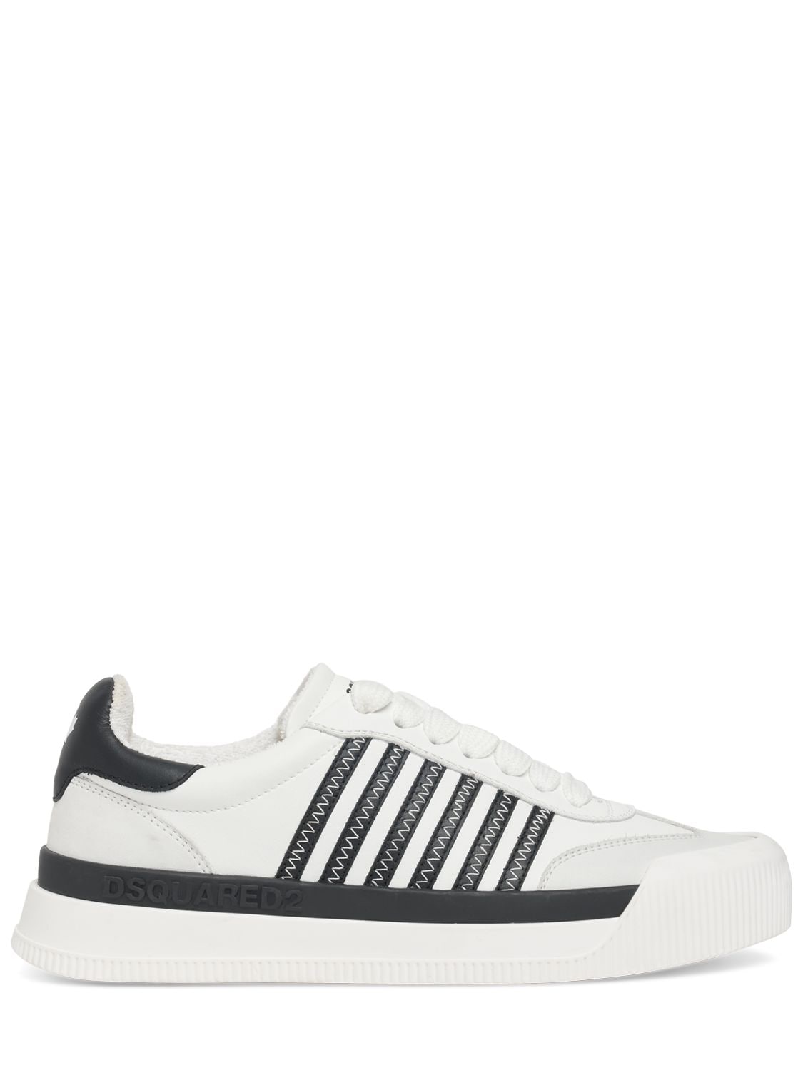 Shop Dsquared2 New Jersey Leather Sneakers In White,black