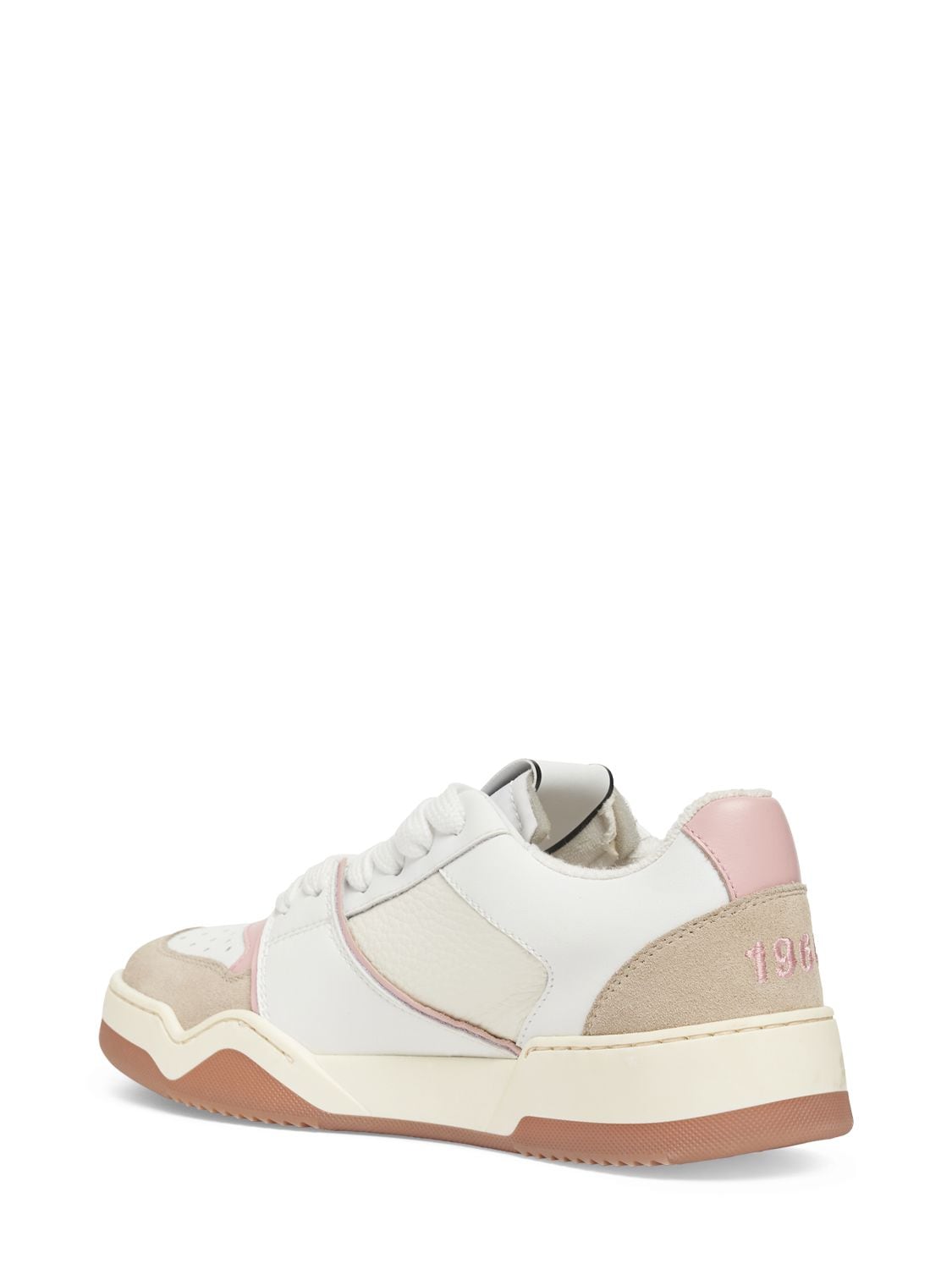 Shop Dsquared2 Spiker Leather Sneakers In White,pink