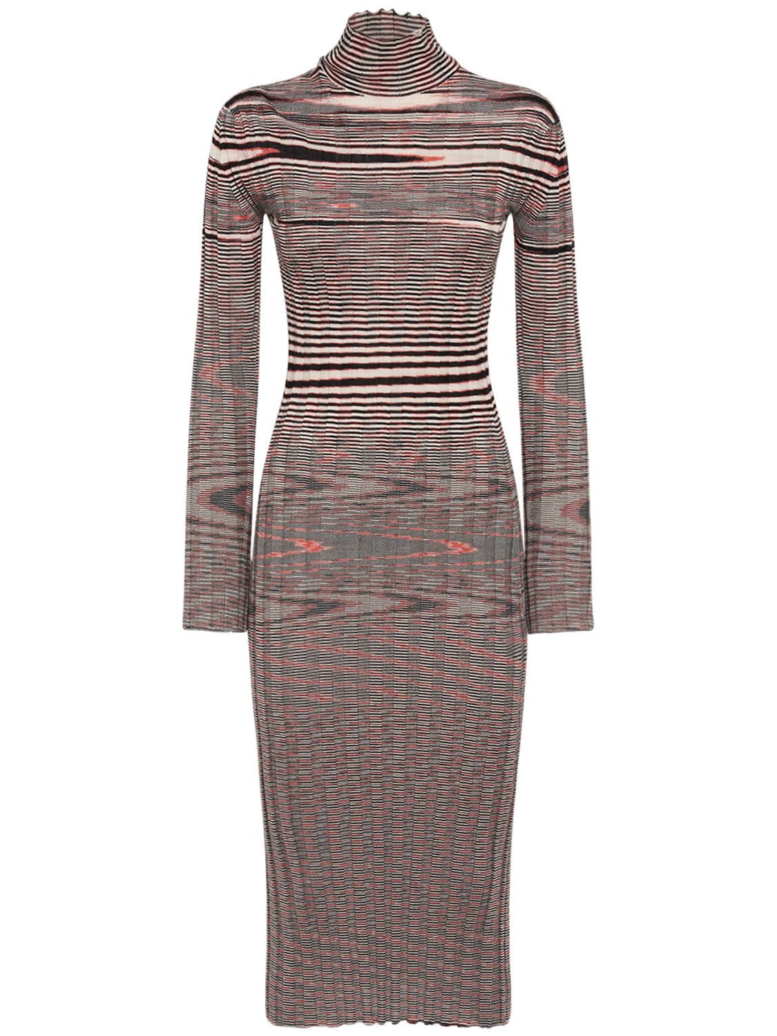 Image of Ribbed Cashmere Turtleneck Midi Dress