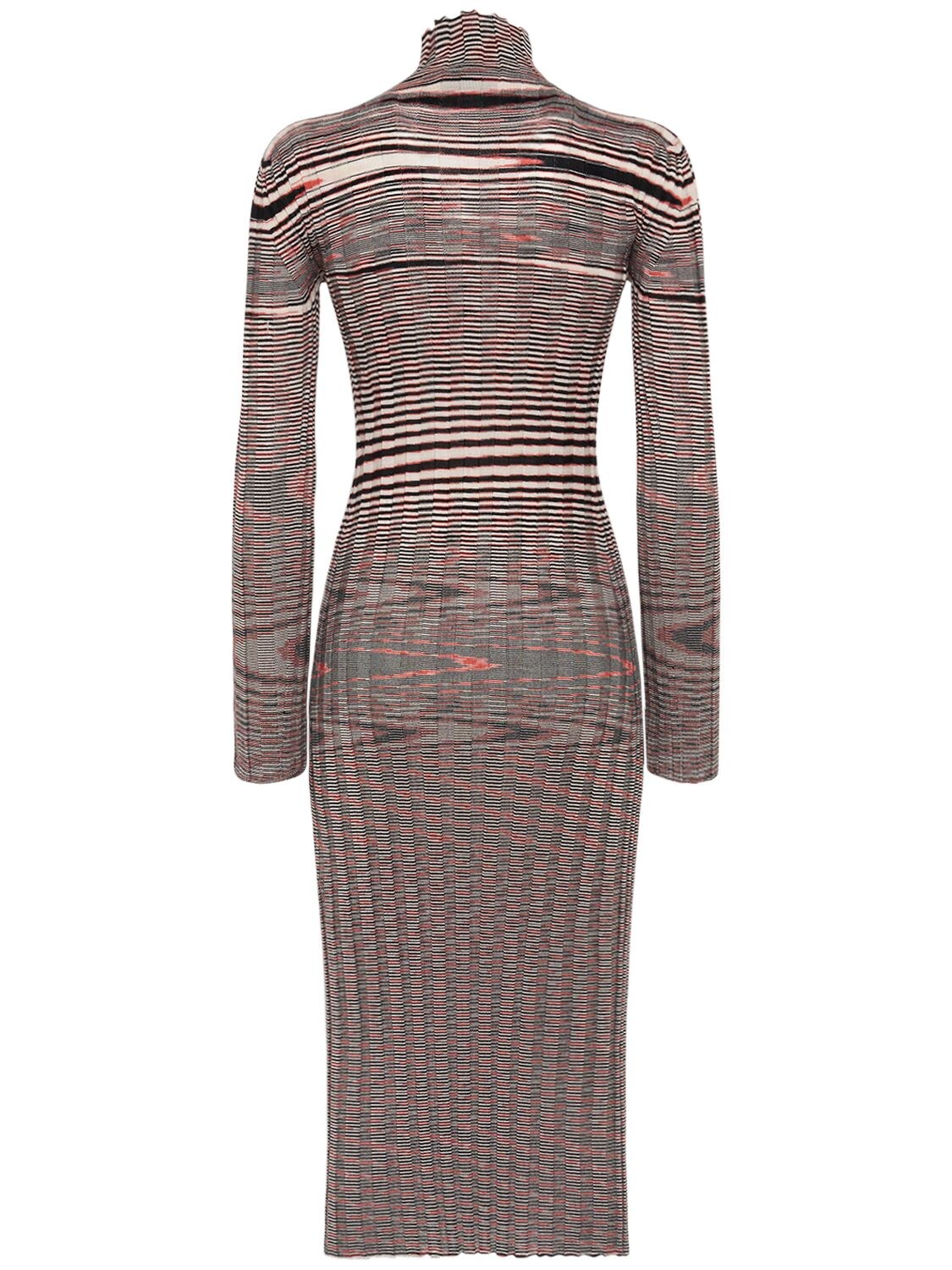 Shop Missoni Ribbed Cashmere Turtleneck Midi Dress In Multicolor