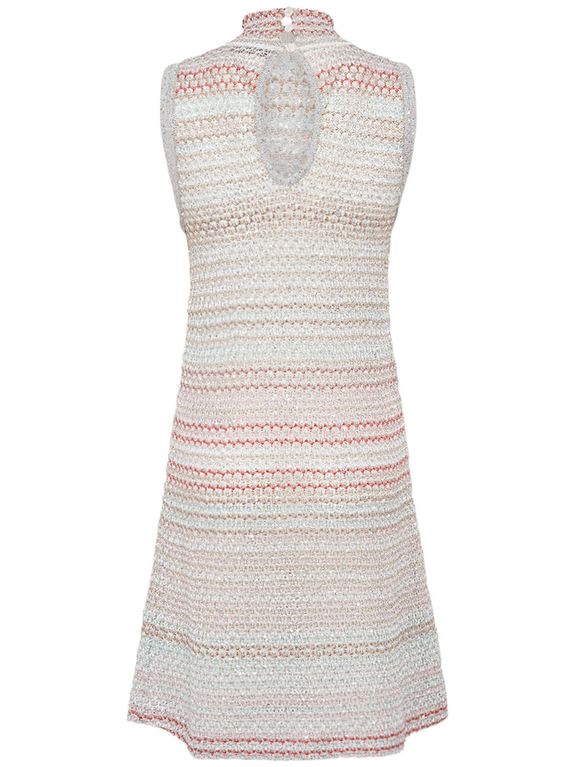 Shop Missoni Mesh Knit Sequined Mini Dress In Multi,white