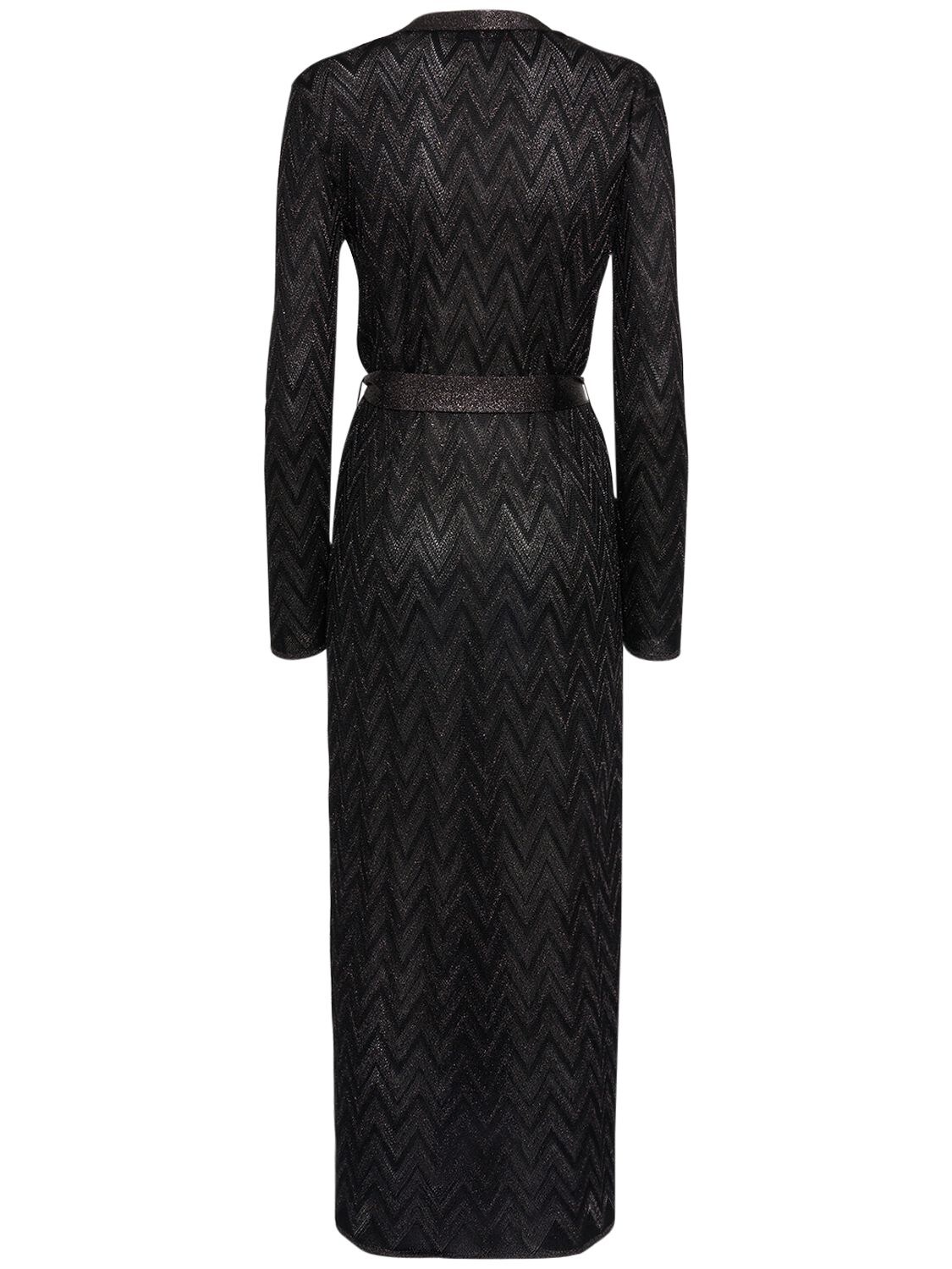 Shop Missoni Zig Zag Jacquard Sequined Long Dress In Black