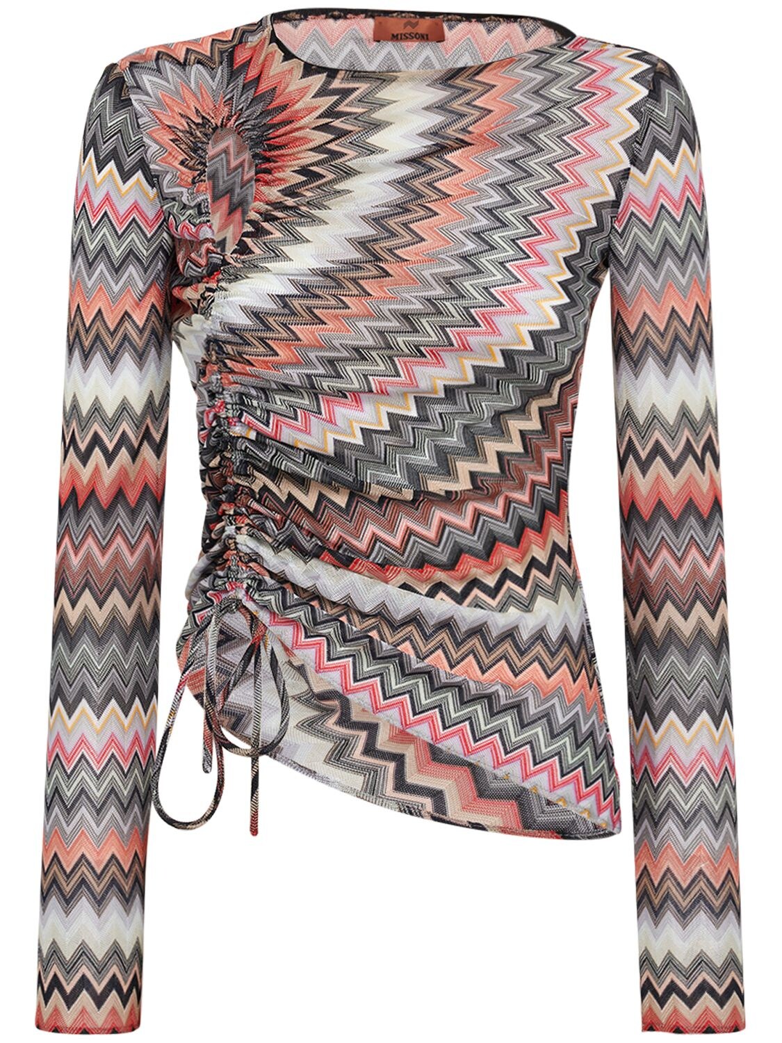 Missoni Zig Zag Lurex Cutout Long Sleeved Top In Multicolor