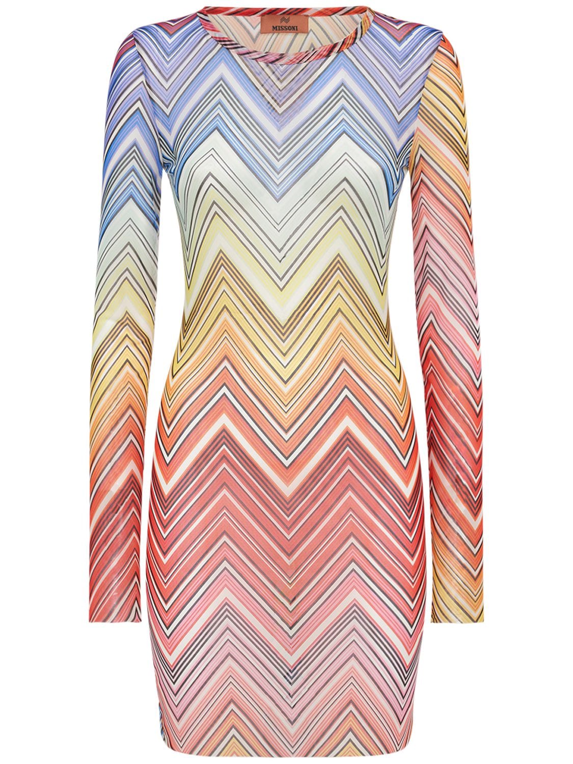 Missoni Chevron Print Tulle Mini Dress In Multicolor