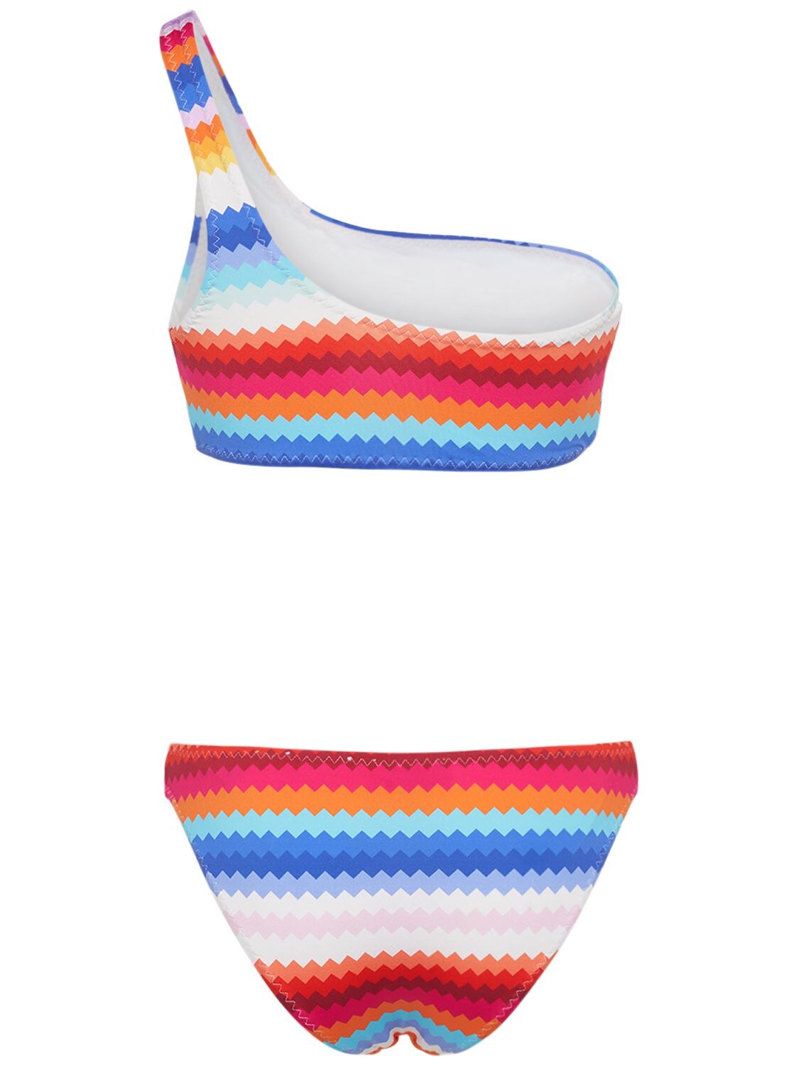 Shop Missoni Chevron One-shoulder Bikini In Multicolor