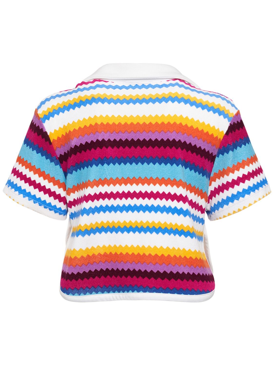 Shop Missoni Chevron French Terry Knit Crop Top In Multicolor