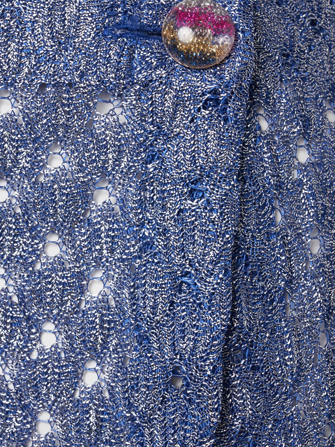 Shop Missoni Crochet Lurex Mini Skirt In Blue,silver