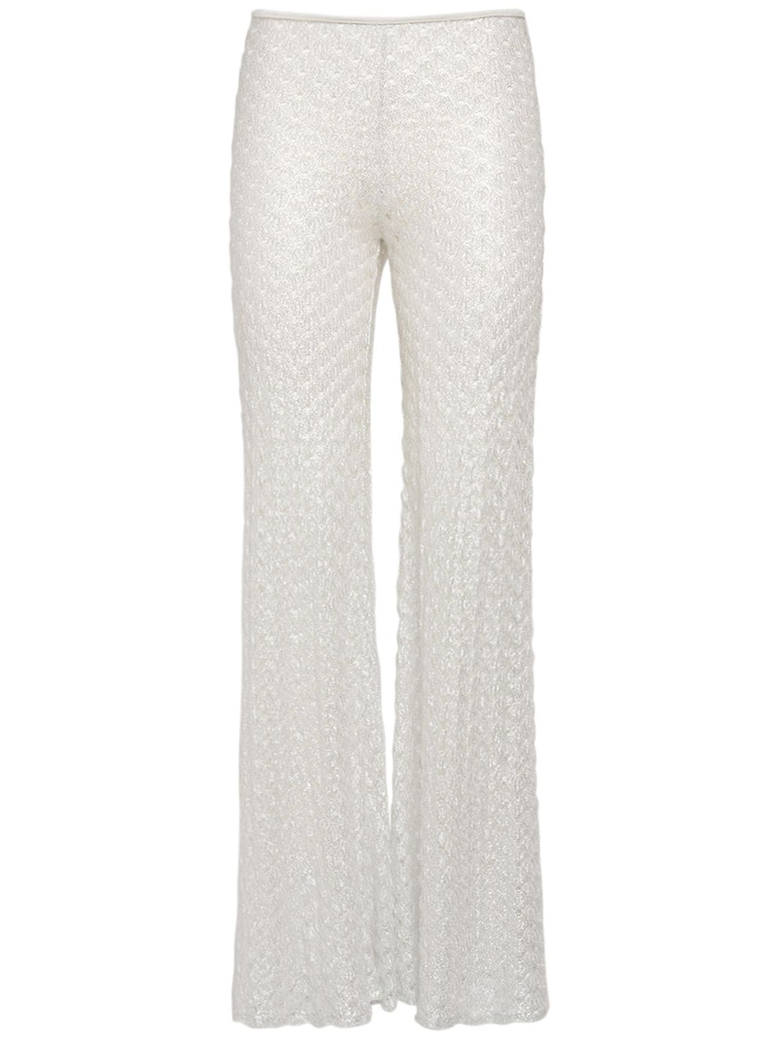 Missoni Crochet Lurex Flared Pants In White