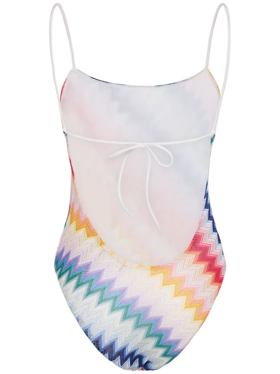 Shop Missoni Chevron Knit One Piece Swimsuit In Multicolor
