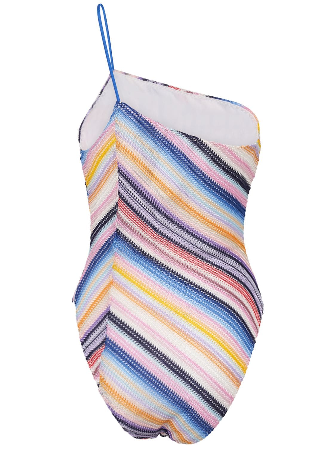 Shop Missoni Striped Knit One-piece Swimsuit In Multicolor