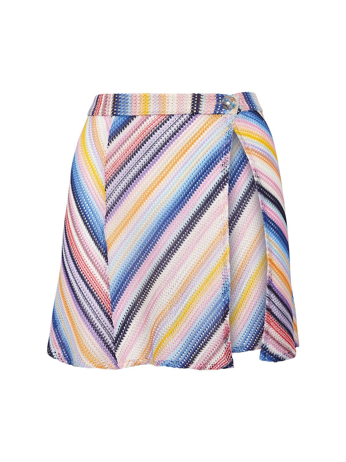 Shop Missoni Striped Knit Mini Skirt In Multicolor