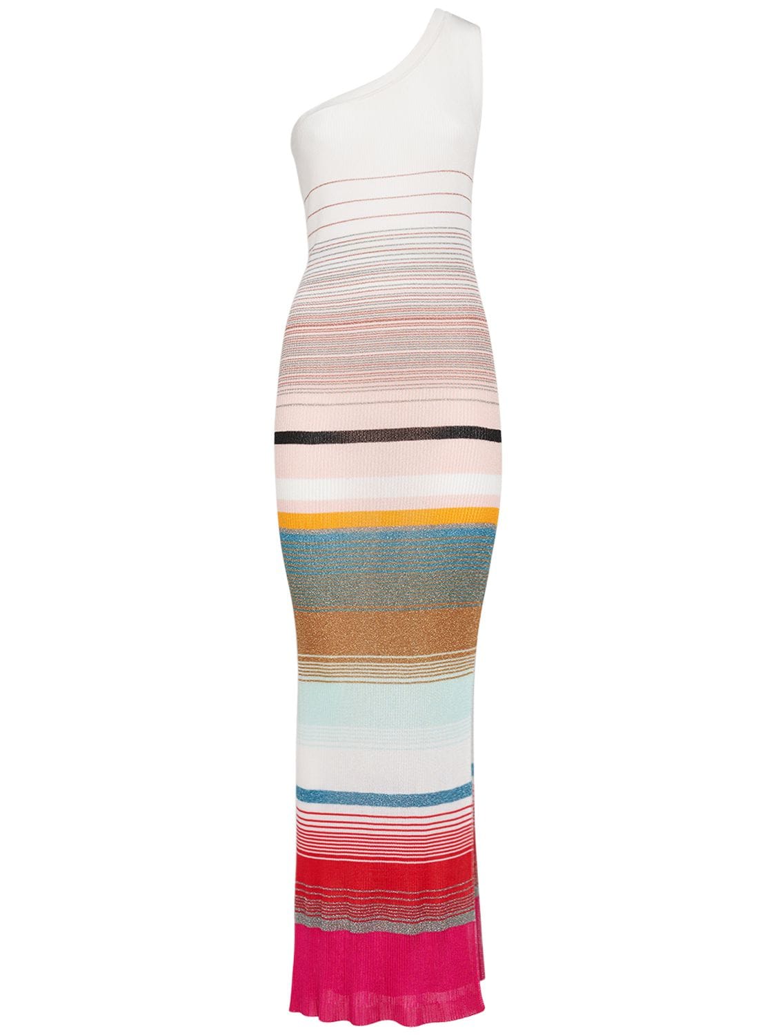 Image of Knit Lurex One-shoulder Long Dress
