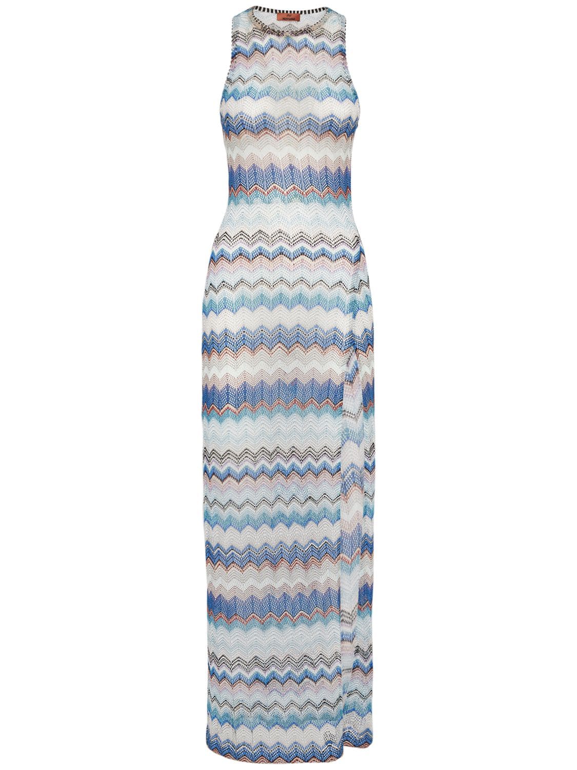 Image of Chevron Crochet Lurex Midi Dress