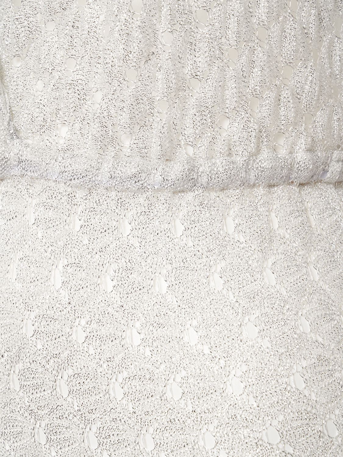 Shop Missoni Lurex Crochet V-neck Jumpsuit In White,silver