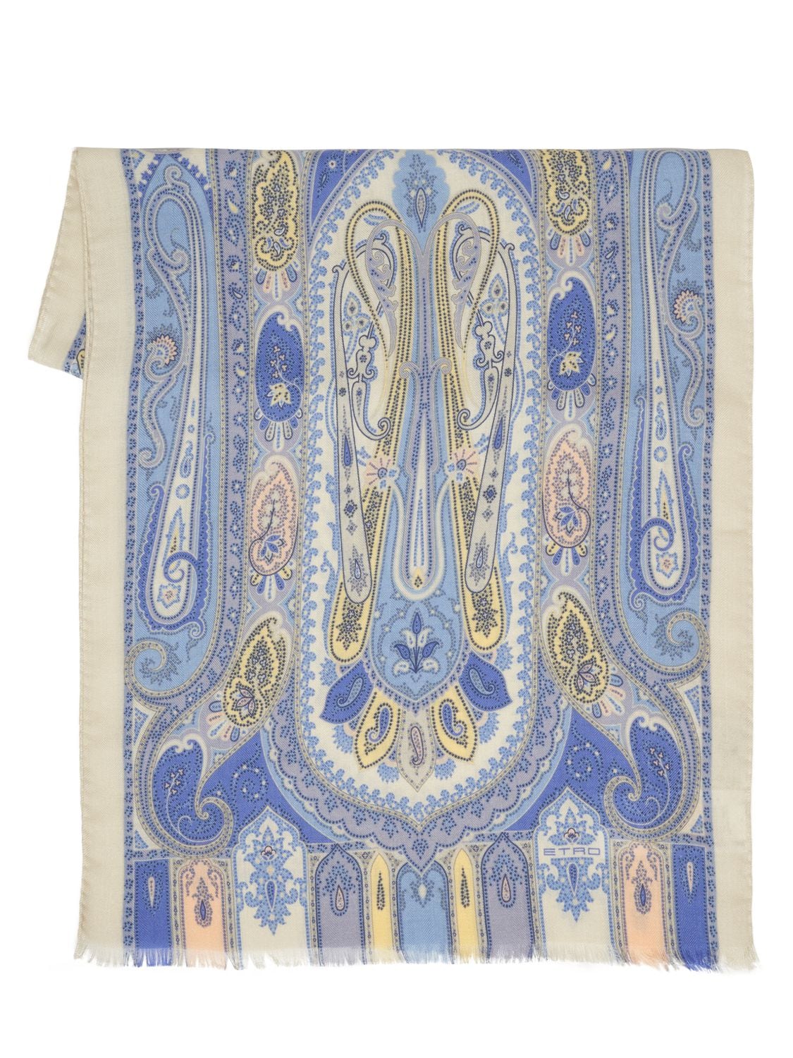 Shop Etro Paisley Print Cashmere & Silk Scarf In Blue