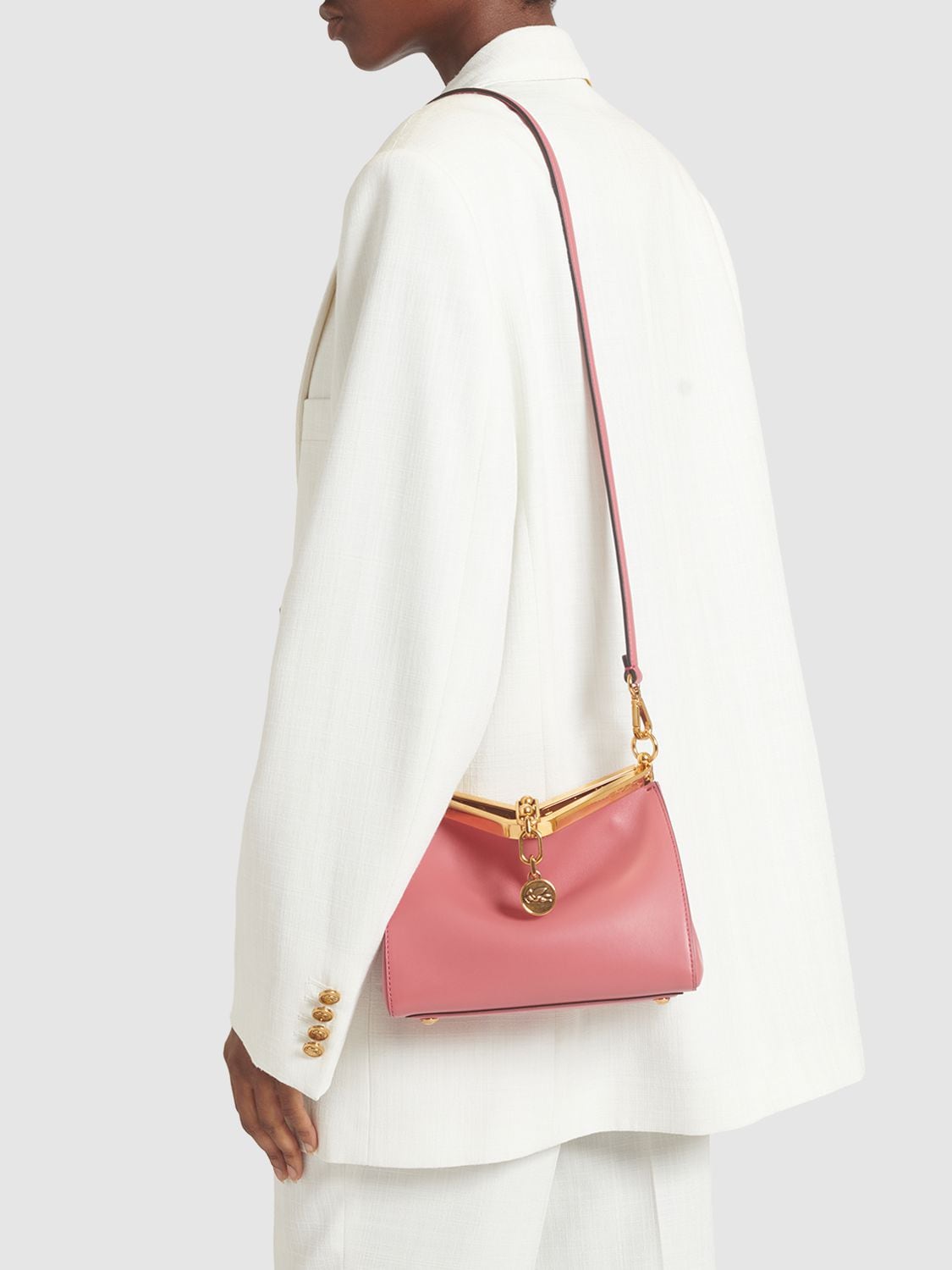Shop Etro Small Vela Leather Shoulder Bag In Fuchsia