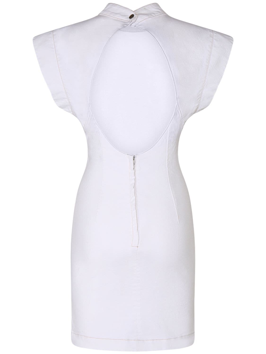 Shop Isabel Marant Nina Stretch Cotton Mini Dress In White