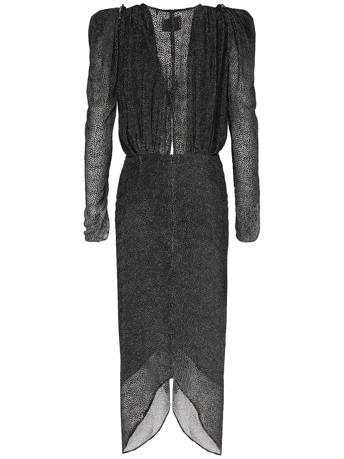 Shop Isabel Marant Maray Printed Silk Midi Dress In Black