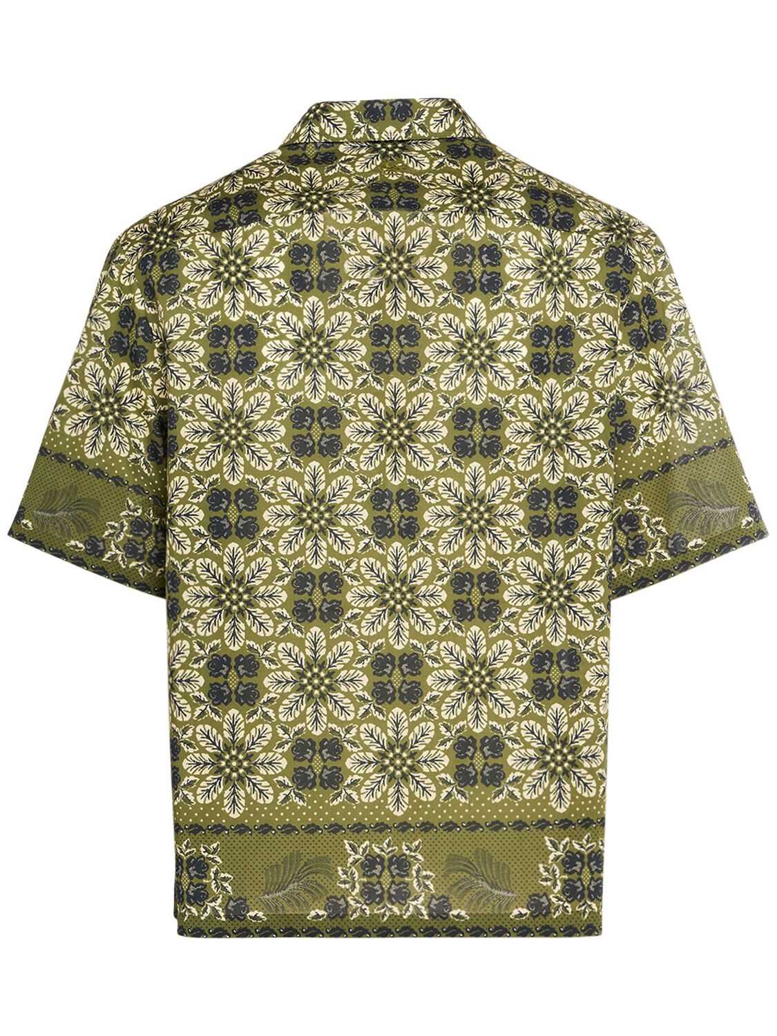 Shop Etro Printed Cotton Boxy Shirt In Green