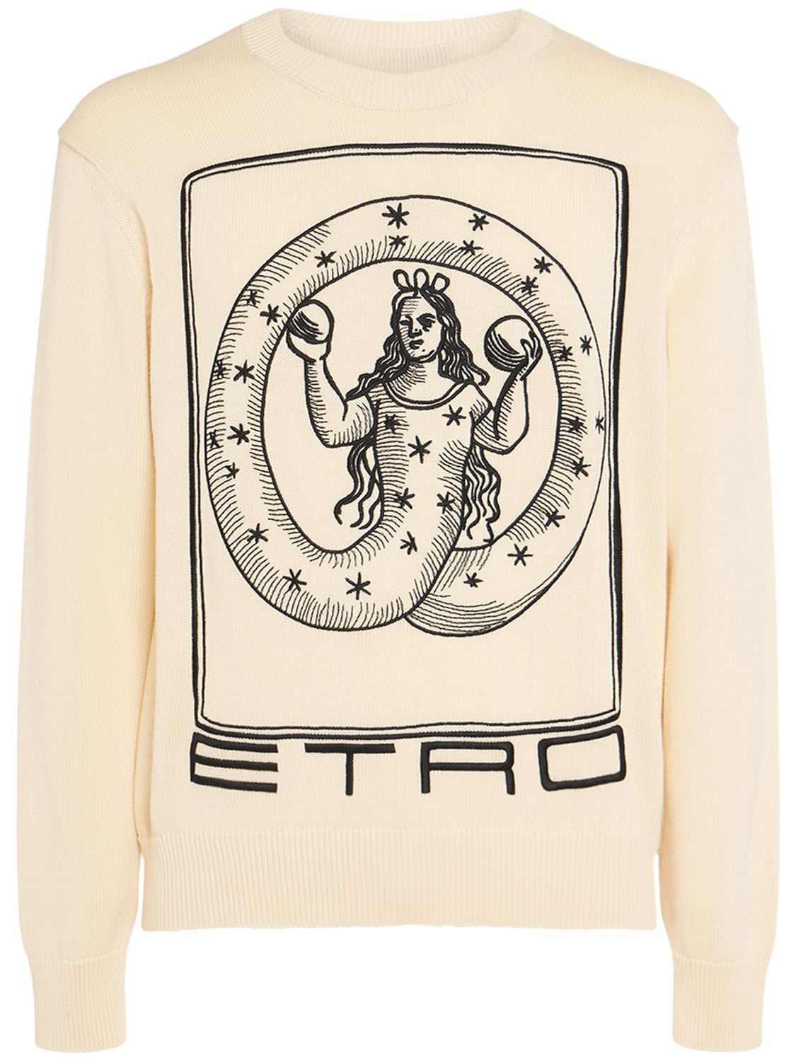 Shop Etro Logo Cotton Knit Sweater In Beige