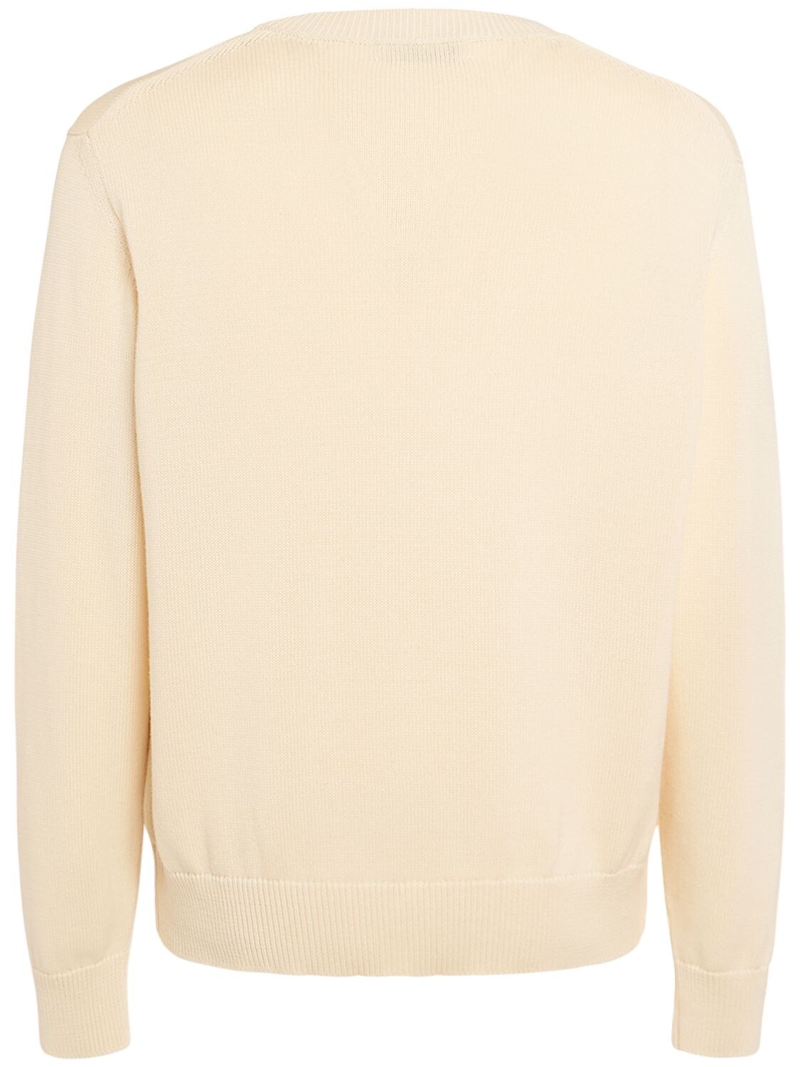 Shop Etro Logo Cotton Knit Sweater In Beige