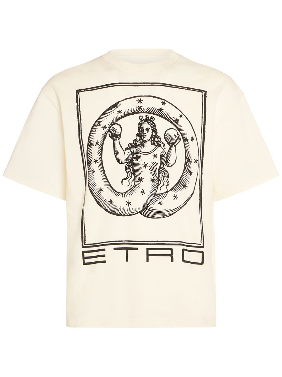 Etro Logo Cotton T-shirt In Beige