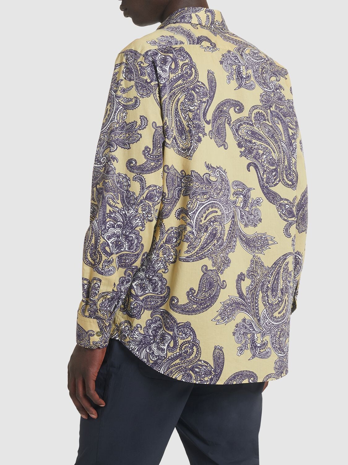 Shop Etro Printed Cotton Shirt In Beige,blue