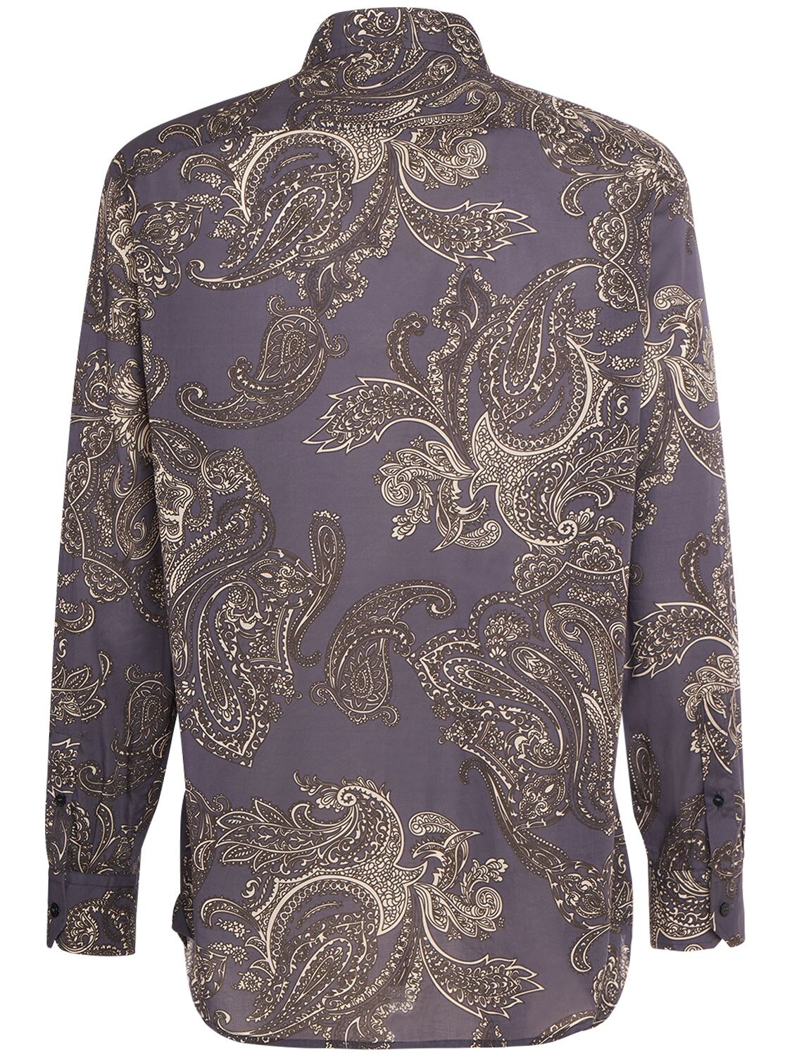 Shop Etro Printed Cotton Shirt In Purple,grey