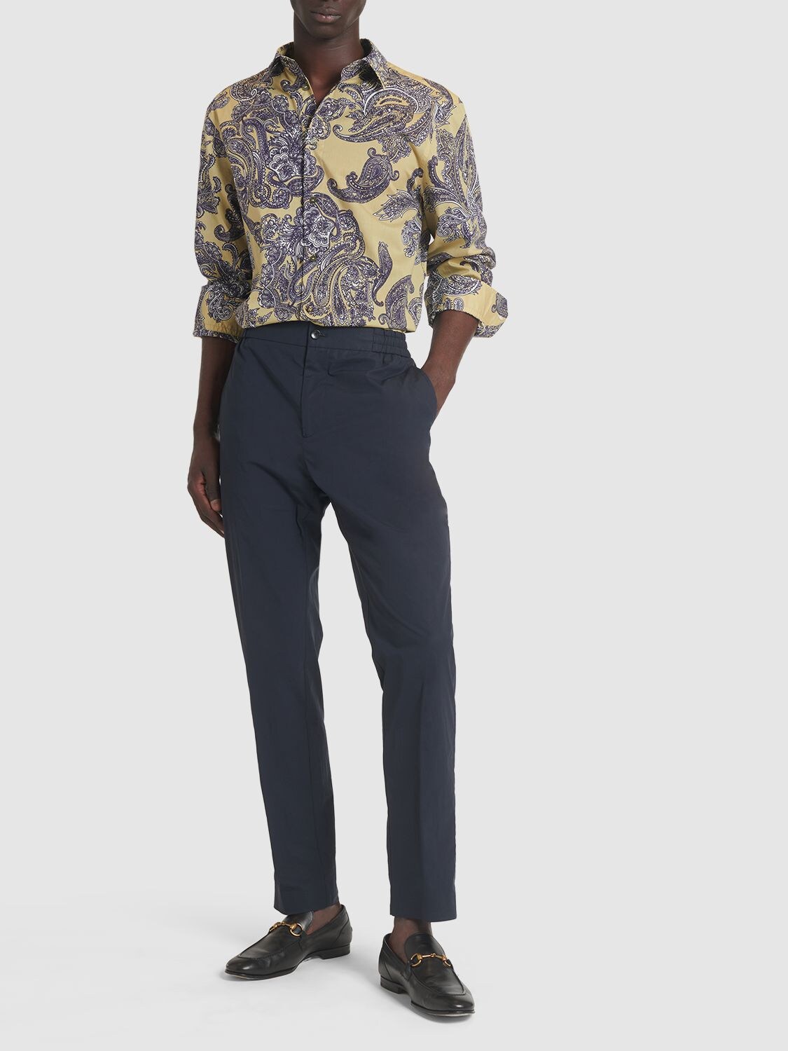 Shop Etro Printed Cotton Shirt In Beige,blue