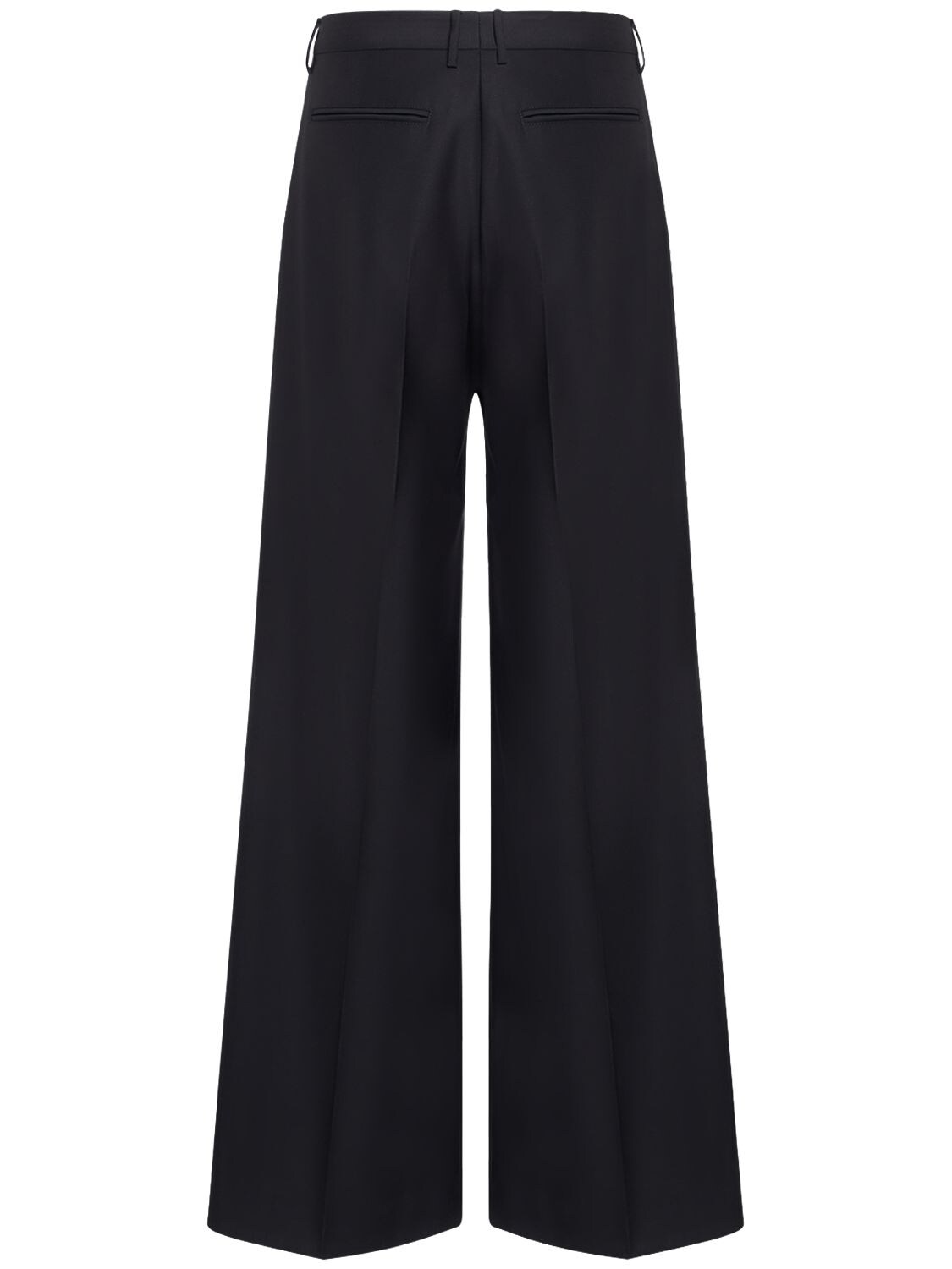 Shop Etro Extra Wide Pleated Wool Pants In Blue