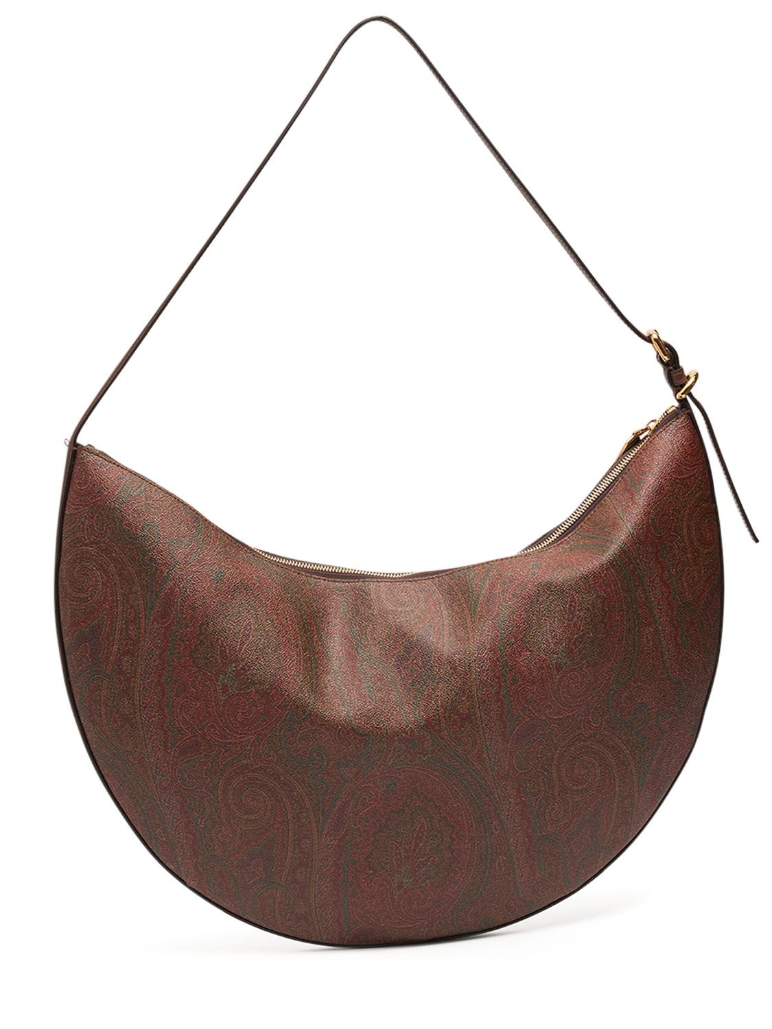 Shop Etro Paisley Cotton Hobo Shoulder Bag In Brown