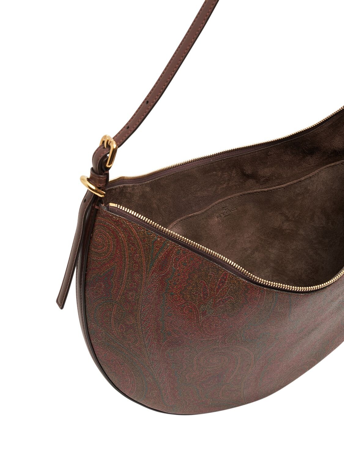 Shop Etro Paisley Cotton Hobo Shoulder Bag In Brown