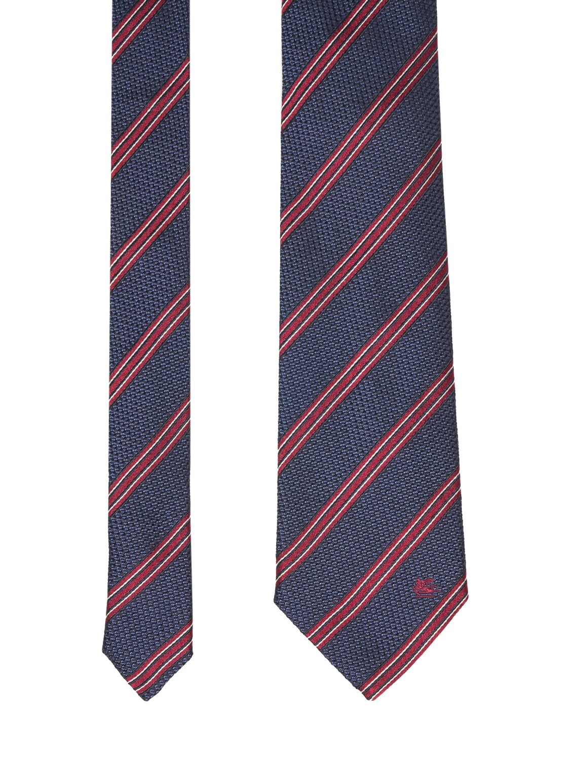 Shop Etro Printed Silk Tie In Blue,red