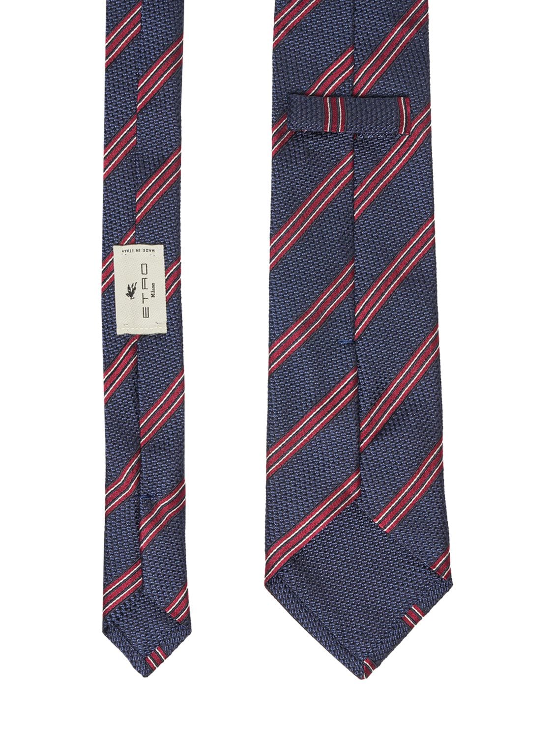 Shop Etro Printed Silk Tie In Blue,red