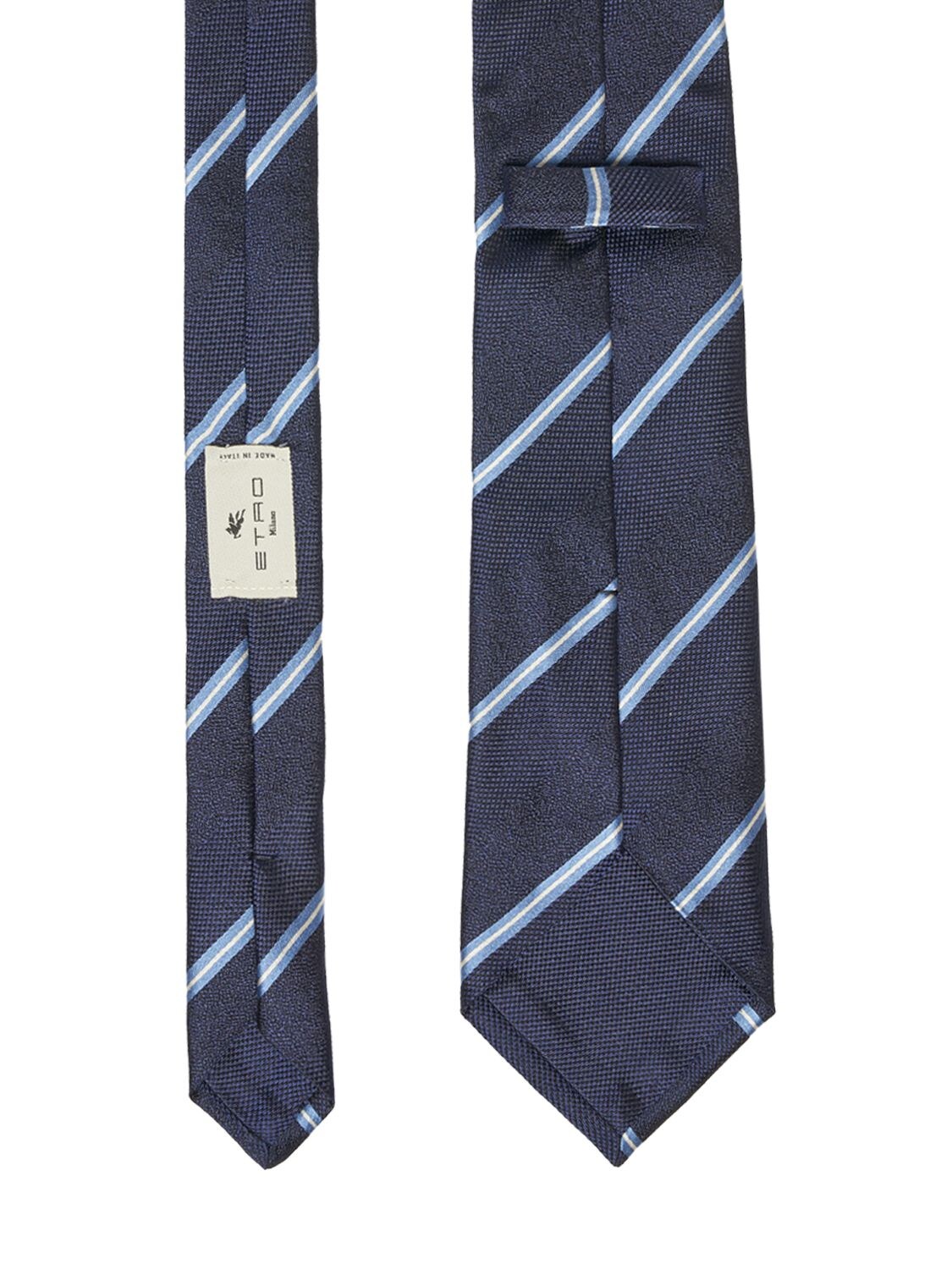 Shop Etro Printed Silk Tie In Blue