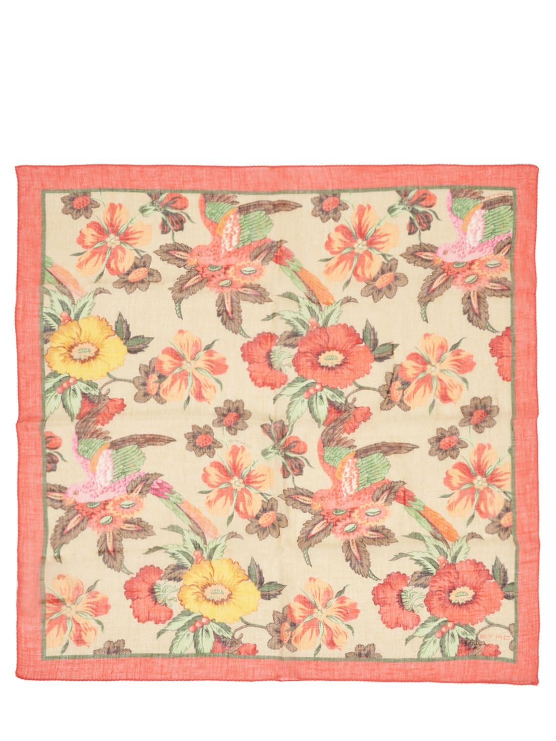 Etro Printed Linen & Silk Foulard In Beige,pink