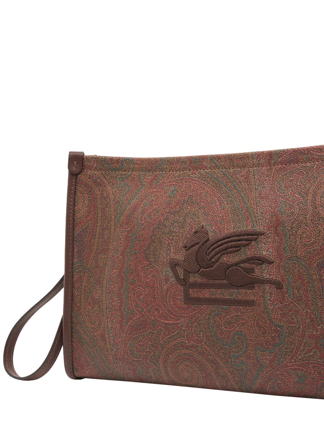Shop Etro Paisley Canvas Pouch In Brown