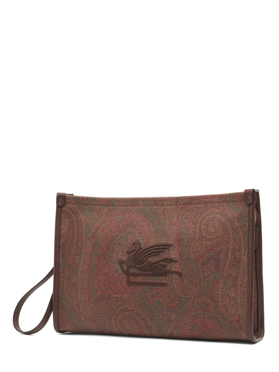 Shop Etro Paisley Canvas Pouch In Brown