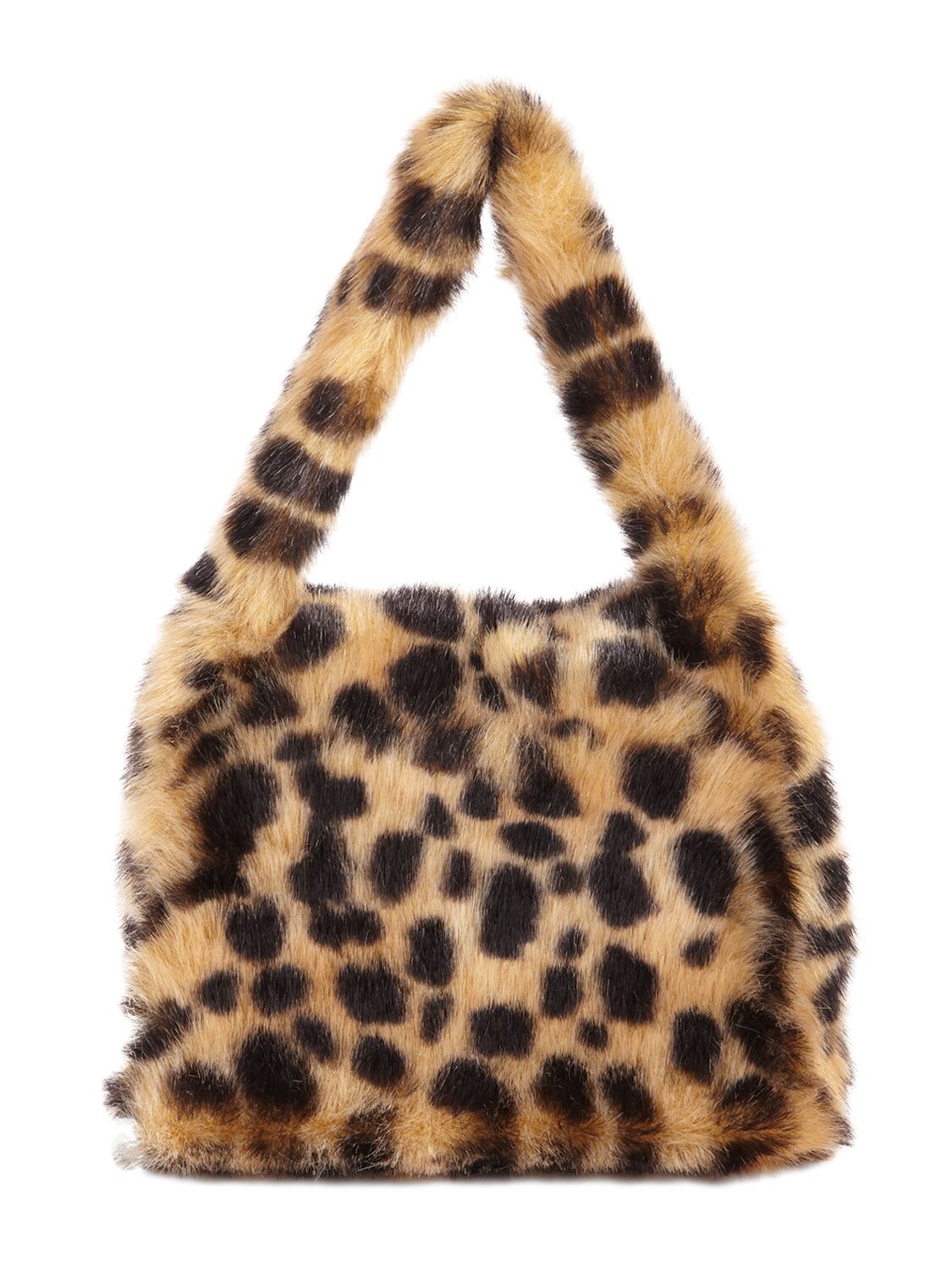 Shop Blumarine Faux Fur Top Handle Bag In Sand,nero