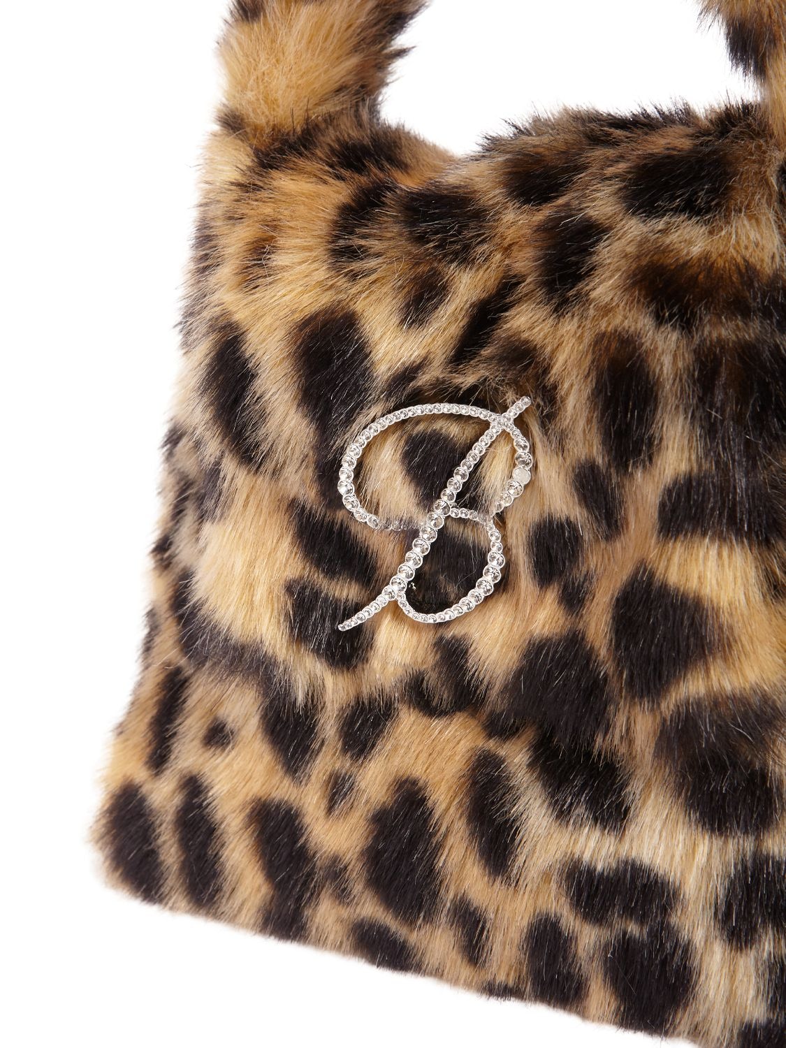 Shop Blumarine Faux Fur Top Handle Bag In Sand,nero